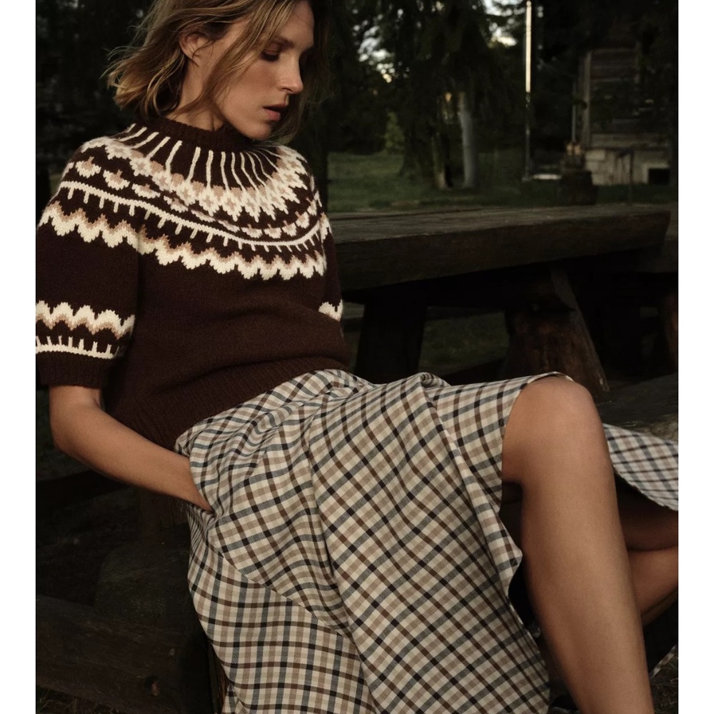 NWT Zara short sleeve jacquard knit sweater